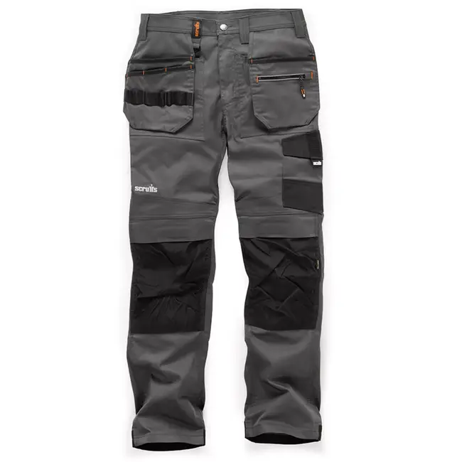 Scruffs Werkbroek - polyester-katoen met stretch - slijtvaste kniezakken en extra zakken - maat 50 R - donkergrijs - bouw