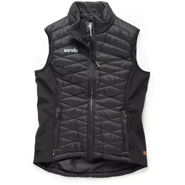 Scruffs Dames werkbodywarmer - nylon en polyester - gewatteerde thermovoering, ritszakken - maat 42 - zwart - voor buitenwerk