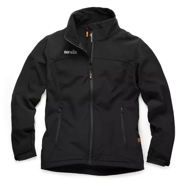 Scruffs Softshell werkjas voor dames - polyester - waterafstotend en ademend - maat 44 - zwart - voor kluswerk