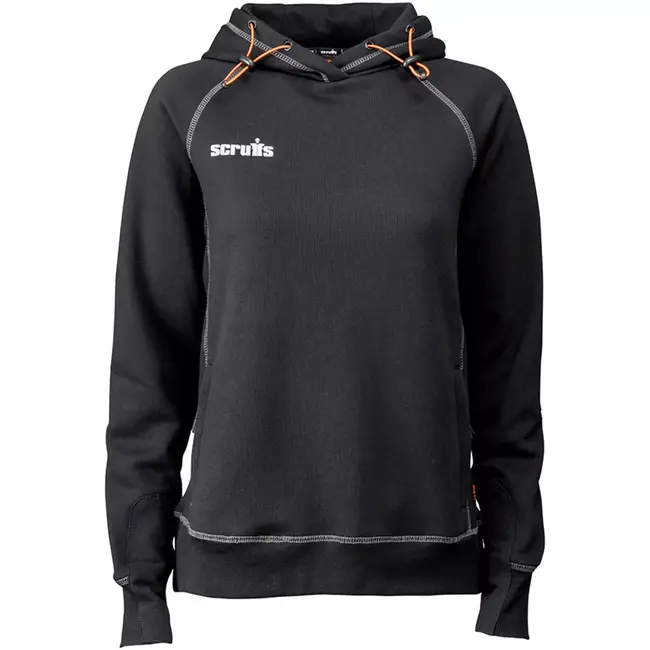 Scruffs Dames capuchontrui - maat 36 - katoen polyester fleecestof - warm en slijtvast - zwart - voor werk en buiten