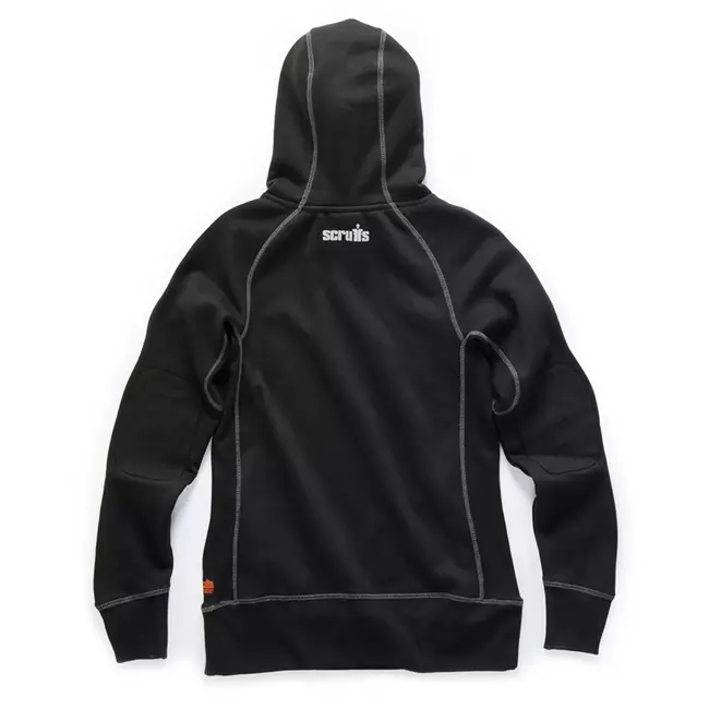 Scruffs dames werktrui met capuchon - katoen-polyester - hoge kraag, slijtvast, warm en comfortabel - maat 32 - zwart