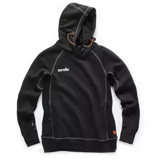 Scruffs capuchontrui voor dames - geborstelde katoen-polyester fleecestof - warm en slijtvast - maat 34 - zwart - werkkleding