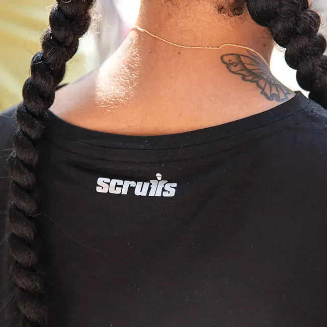 Scruffs werkshirt voor dames - rekbaar katoen - geurwerend - maat 46 - zwart - extra lang - geschikt voor borduren