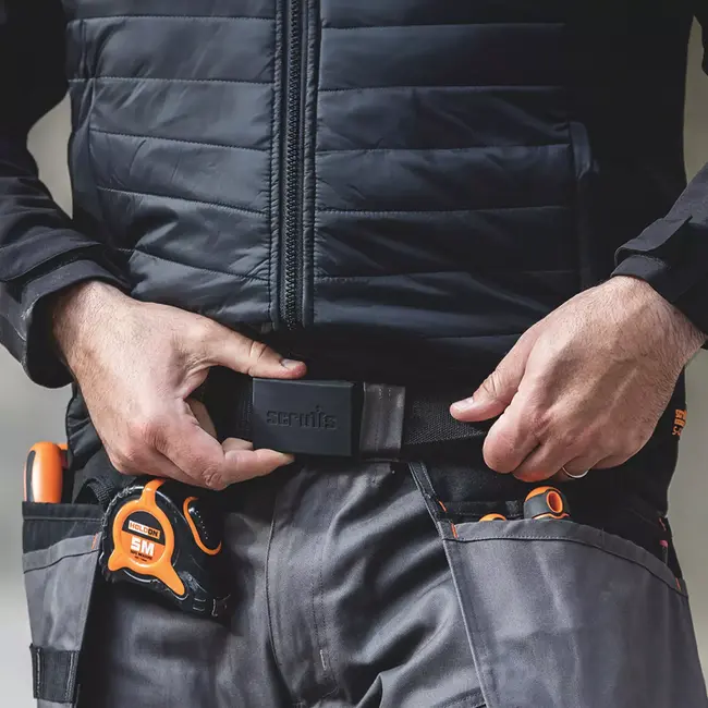 Scruffs elastische werkriem - textiel, rubberen anti-kras gesp - verstelbaar - neutraal - voor werk en dagelijks gebruik