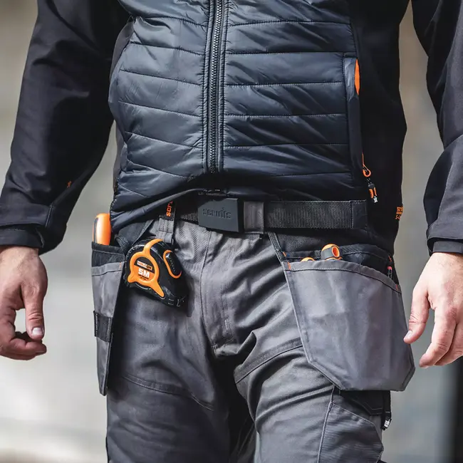 Scruffs elastische werkriem - textiel, rubberen anti-kras gesp - verstelbaar - neutraal - voor werk en dagelijks gebruik