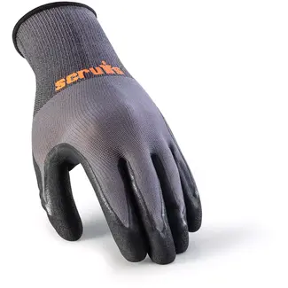 Scruffs werkhandschoenen - nitrillaag, polyethyleen/elastaan - snij- en slijtvast - maat M/8 - grijs - 5 paar - bouw