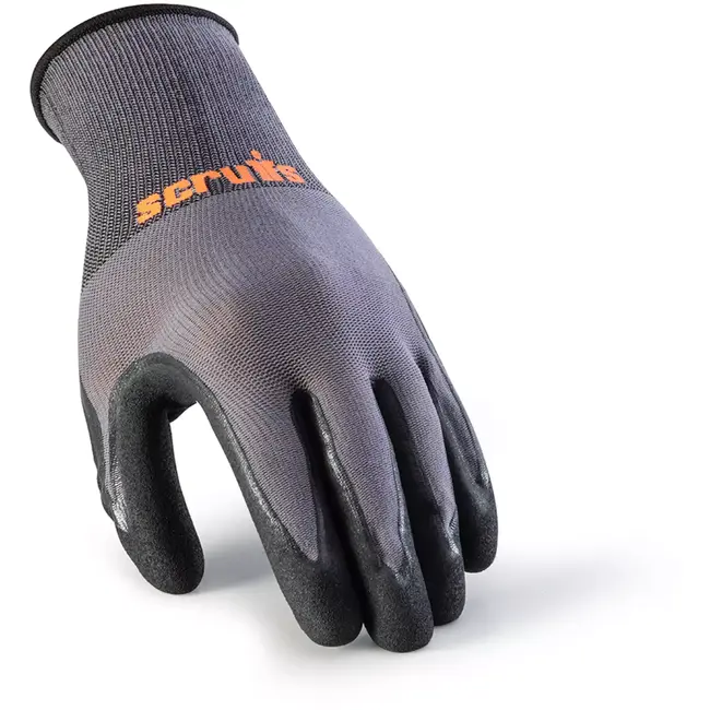 Scruffs werkhandschoenen - nitrillaag, polyethyleen/elastaan - snij- en slijtvast - maat M/8 - grijs - 5 paar - bouw