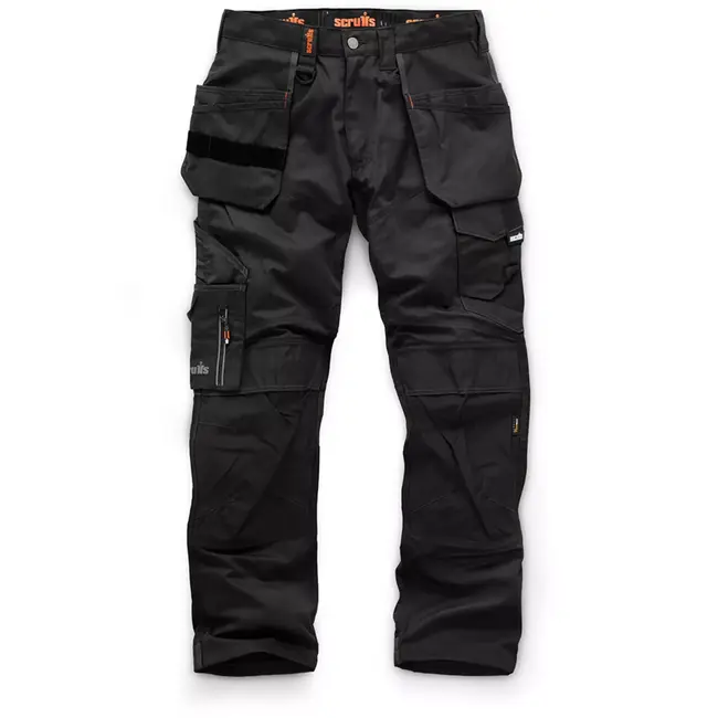 Scruffs werkbroek met holsterzakken - polyester/katoen - kniezakken, versterkt zitvlak - maat 54 L - zwart - voor bouw