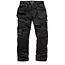 Scruffs werkbroek holstermodel - polyester-katoen - maat 56 R - zwart - versterkt zitvlak en kniezakken - voor bouw en montage