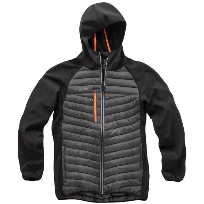 Scruffs thermo werkjas - polyester/elastaan met nylonlaag - ademend en winddicht - maat L - zwart - voor koude werkdagen
