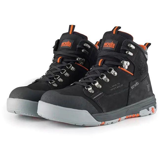 Scruffs Veiligheidslaars - nubuckleer - waterdicht met aluminium neus, veiligheidsklasse S3 - maat 41 - zwart - bouw