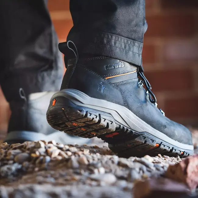 Scruffs Veiligheidslaarzen - leer - stalen neus en middenzool - maat 44 - zwart - SBP SRA antislip - bouw en magazijn