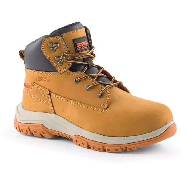 Scruffs Veiligheidslaars - nubuckleer - stalen neus en middenzool - maat 47 - lichtbruin - SRA antislip voor bouw en magazijn