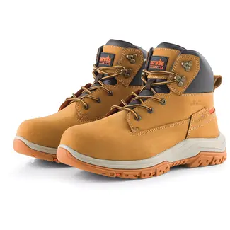 Scruffs Veiligheidslaars - nubuckleer - stalen neus en middenzool, antislip SRA - maat 46 - lichtbruin - voor bouw en magazijn