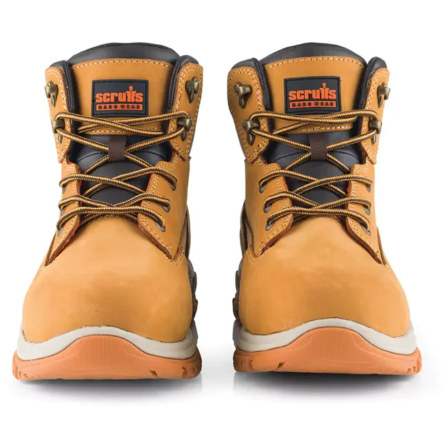 Scruffs veiligheidslaars nubuckleer met stalen neus en tussenzool maat 41 lichtbruin - antislip SBP SRA voor bouw en magazijn