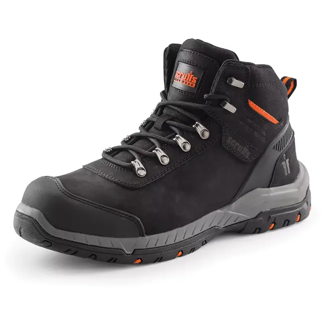 Scruffs Veiligheidslaarzen S3 - waterbestendig nubuckleer - composiet neus, antislip en antistatisch - maat 41 - zwart - bouw