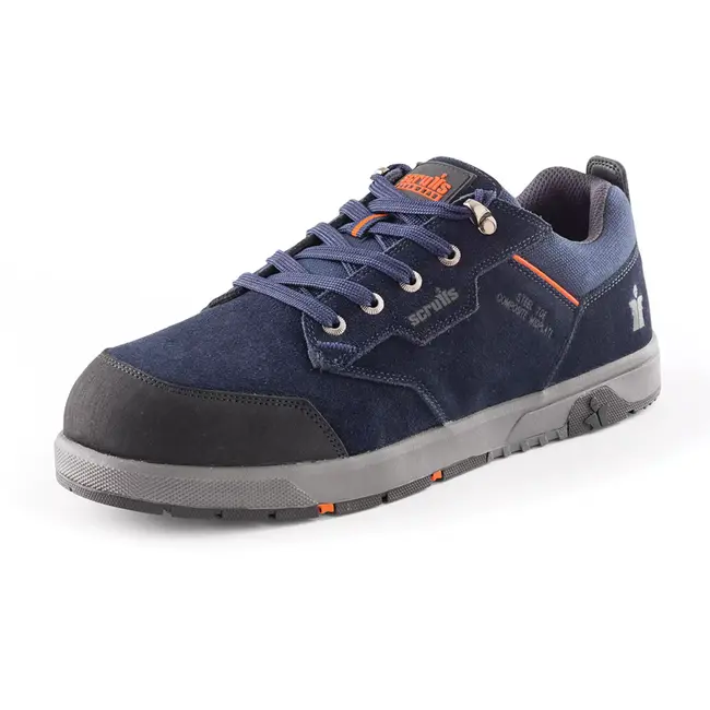Scruffs veiligheidsschoenen suede - stalen neus, composiet tussenzool, antislipzool - maat 43 - marineblauw - bouw en magazijn