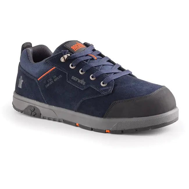 Scruffs veiligheidsschoenen suede - stalen neus, composiet tussenzool, antislipzool - maat 43 - marineblauw - bouw en magazijn