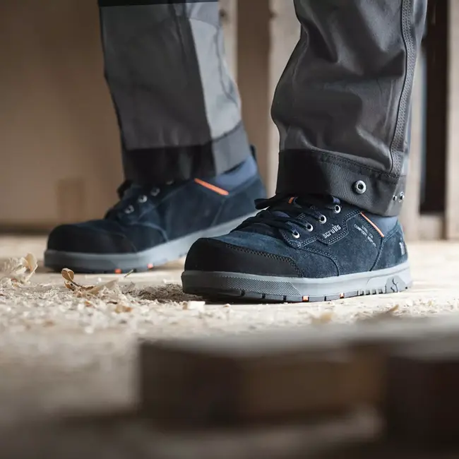Scruffs veiligheidsschoenen suede - stalen neus, composiet tussenzool, antislipzool - maat 43 - marineblauw - bouw en magazijn