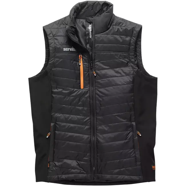 Scruffs Bodywarmer werkvest - nylon met rekbare inzetstukken - hoge kraag en ritszakken - maat M - zwart - voor werk