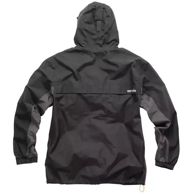 Scruffs Werkjas - slijtvast nylon - waterdicht, afgedichte naden, verstelbare capuchon - maat S - zwart/grafiet - buitenwerk