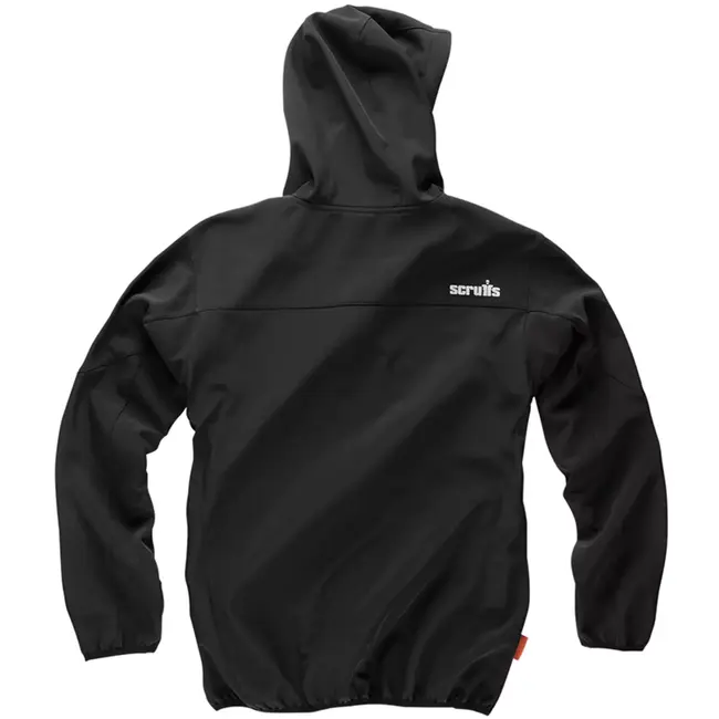Scruffs werkjas – softshell – polyester/elastaan – waterbestendig met fleecevoering en capuchon – maat XXL – zwart – buitenwerk