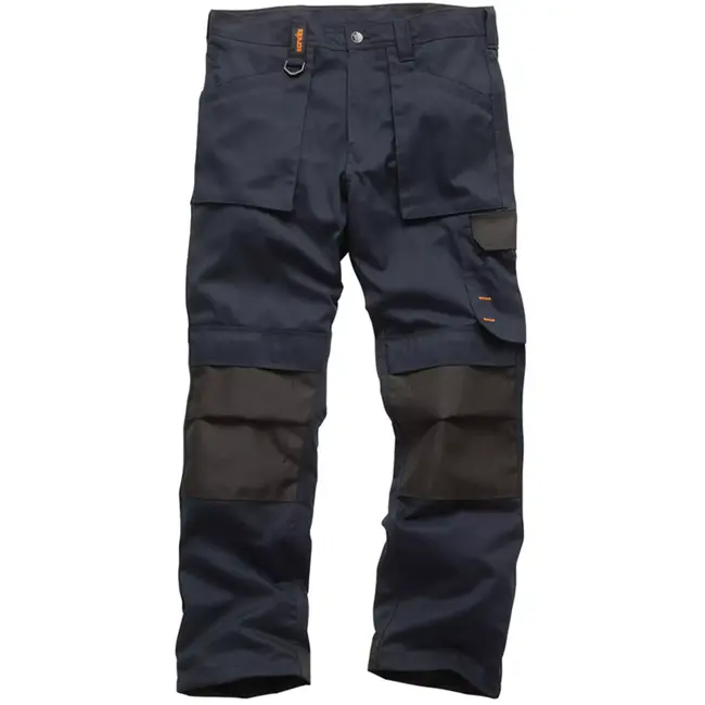 Scruffs Werkbroek - polyester-katoen 250 g/m2 - met kniezakken en cargozak - maat 50 L - blauw - voor bouw en montage