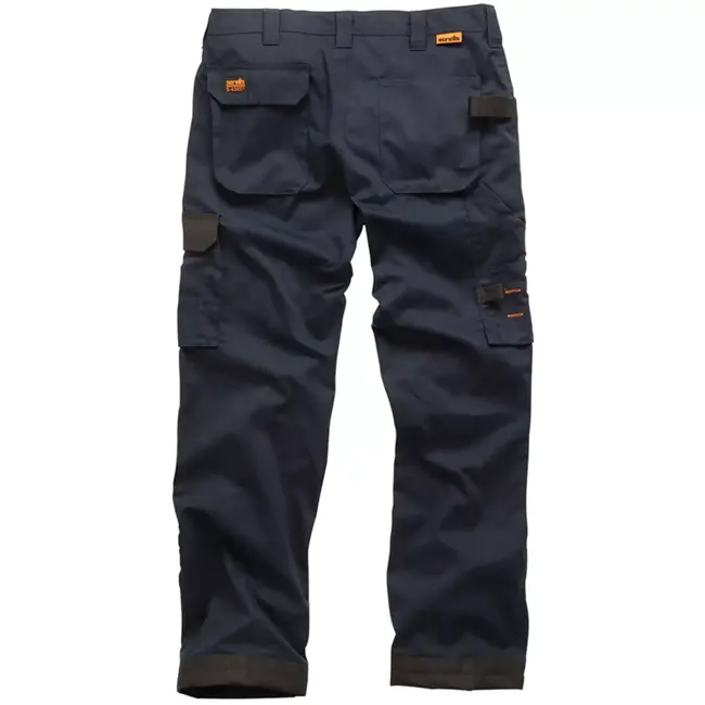 Scruffs Werkbroek - maat 50 K - polyester-katoen keperstof 250 g/m2 - kniezakken en cargozak - blauw - voor bouw en montage