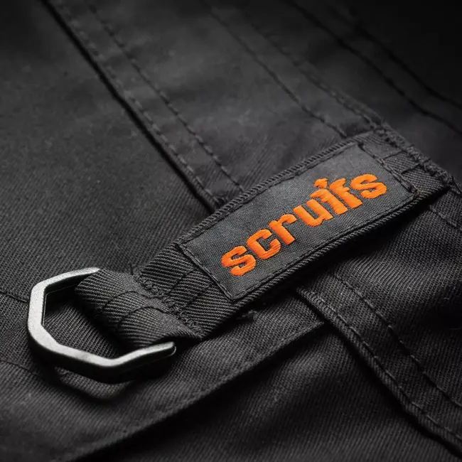 Scruffs werkbroek polyester-katoen keperstof 250 g/m2 - kniezakken voor kniebeschermers - maat 52 R - zwart - bouw en montage
