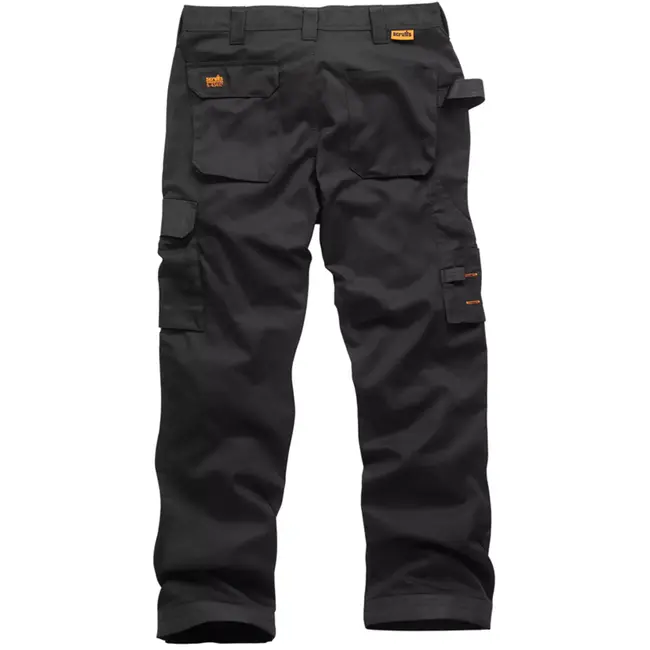 Scruffs werkbroek polyester/katoen 250 g/m2- kniezakken, cargozak en verstevigde naden - maat 56 K, zwart - bouw en installatie