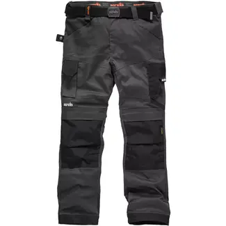 Scruffs werkbroek - polyester-katoen stretch - holster- en dubbele kniezakken - maat 52 K - donkergrijs - voor bouw en techniek