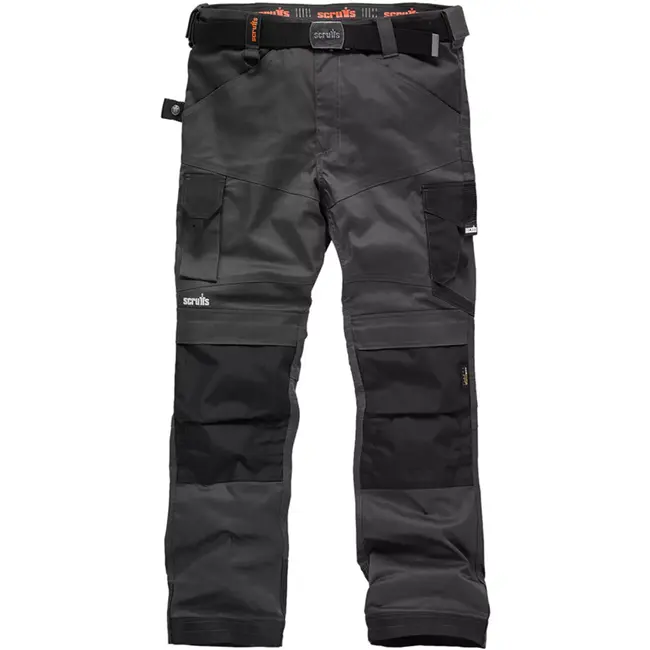 Scruffs werkbroek - polyester-katoen stretch - holster- en dubbele kniezakken - maat 52 K - donkergrijs - voor bouw en techniek