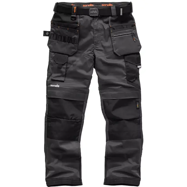 Scruffs Werkbroek - polyester/katoen - rekbaar met holster- en verstelbare kniezakken - maat 46 L - grijs - voor bouw