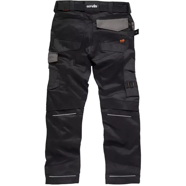 Scruffs rekbare werkbroek - polyester-katoen - maat 52 L - zwart - holster- en kniezakken, verstevigd, met ventilatie voor bouw