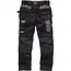 Scruffs werkbroek stretch met holster- en kniezakken - maat 52 K - polyester-katoen 250 g/m2 - zwart - voor bouw en onderhoud