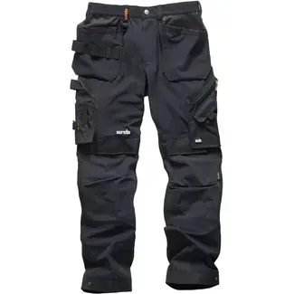 Scruffs Werkbroek - polyester en elastaan - vierzijdige rekstof met holster- en kniezakken - maat 42 R - zwart - voor bouw