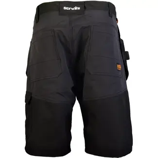 Scruffs werkshort - polyester en ripstopkatoen - rekbaar met holsterzakken en cargozak - maat 50 - zwart - bouw en installatie