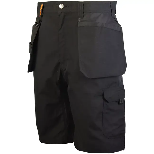 Scruffs werkshort - polyester en ripstopkatoen - rekbaar met holsterzakken en cargozak - maat 50 - zwart - bouw en installatie