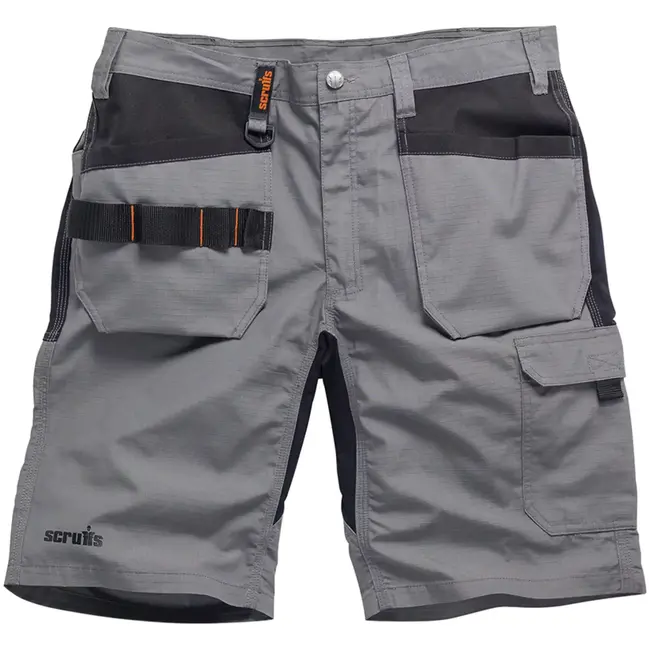 Scruffs werkshort met holsterzakken - gerecycled ripstop polyester/katoen - stretch, cargozakken - maat 54 - donkergrijs - bouw