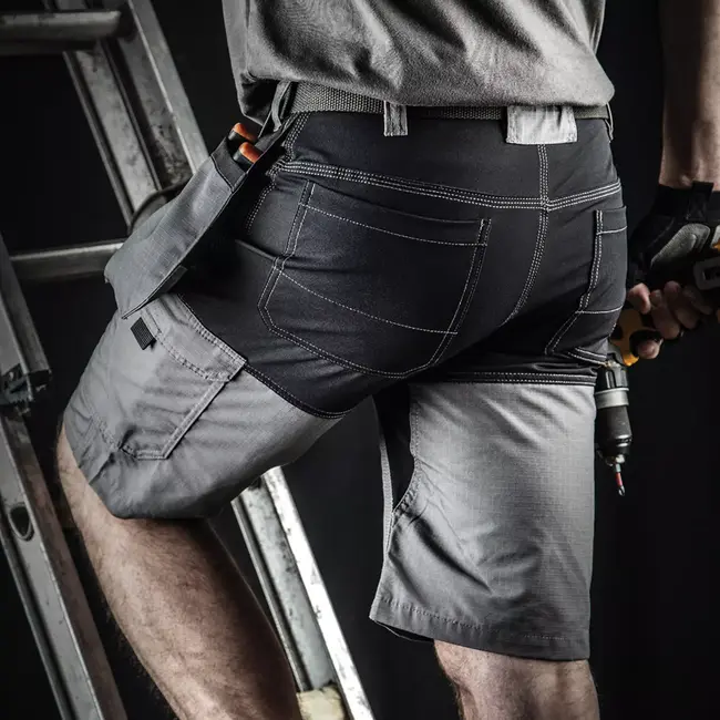 Scruffs werkshort met holsterzakken - gerecycled ripstop polyester/katoen - stretch, cargozakken - maat 54 - donkergrijs - bouw