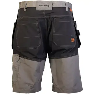 Scruffs korte werkbroek met holsterzakken - maat 52 - gerecycled polyester-katoen - lichtgewicht, rekbaar - donkergrijs - bouw