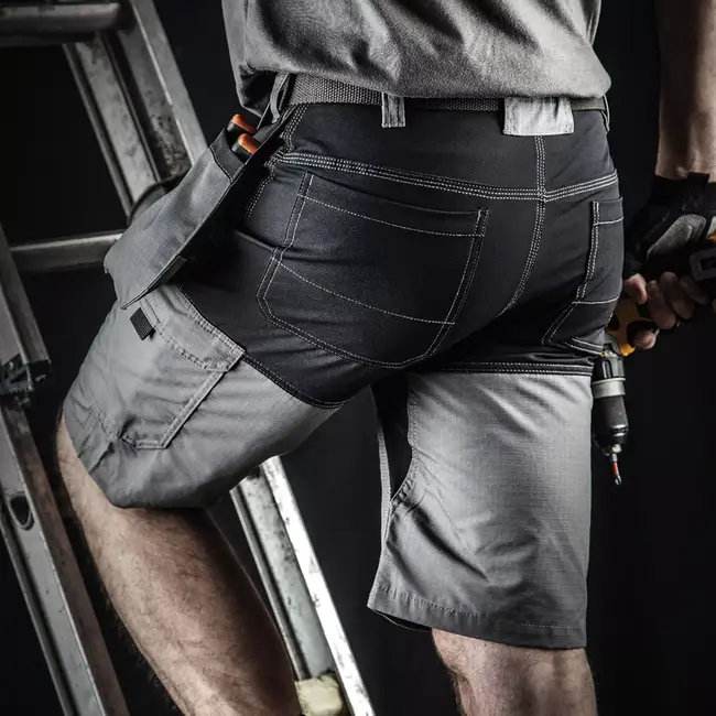 Scruffs werkshort met holsterzakken - polykatoen - rekbaar en scheurvast, met cargozakken - maat 44 - donkergrijs - voor bouw