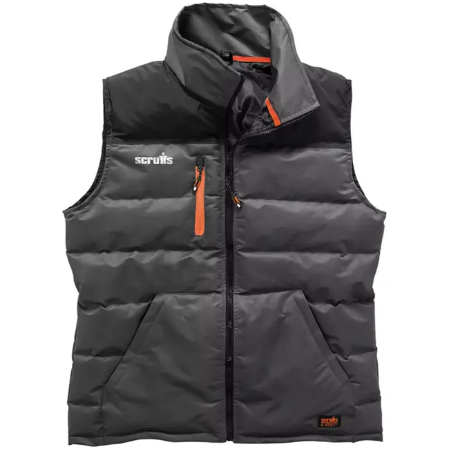 Scruffs Werkbodywarmer - polyester met scheurvast nylon - waterafstotend en warm gevoerd - maat L - donkergrijs - buitenwerk