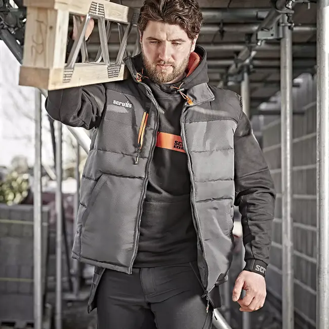 Scruffs werkbodywarmer maat M - polyester en nylon - warm, gevoerd en waterafstotend - donkergrijs - voor bouw en logistiek