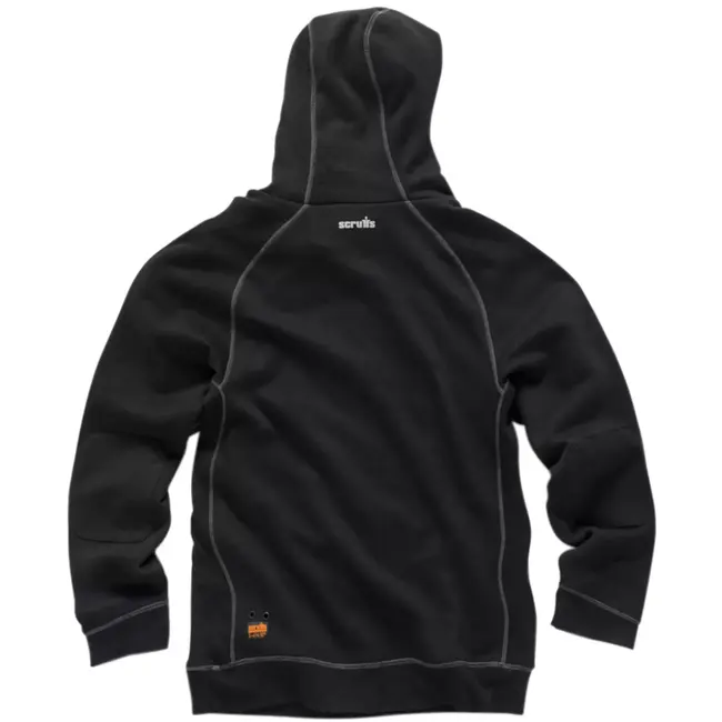 Scruffs werktrui met capuchon maat XXL - polyester/katoen fleece - ritszakken, verstelbare capuchon - zwart - buitenwerk