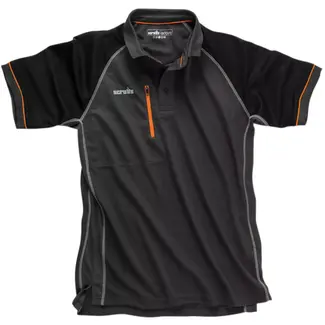 Scruffs Werkpolo - polyester - sneldrogend en ademend met gaaspanelen - maat S - grijs - borstzak met rits bouw en magazijn