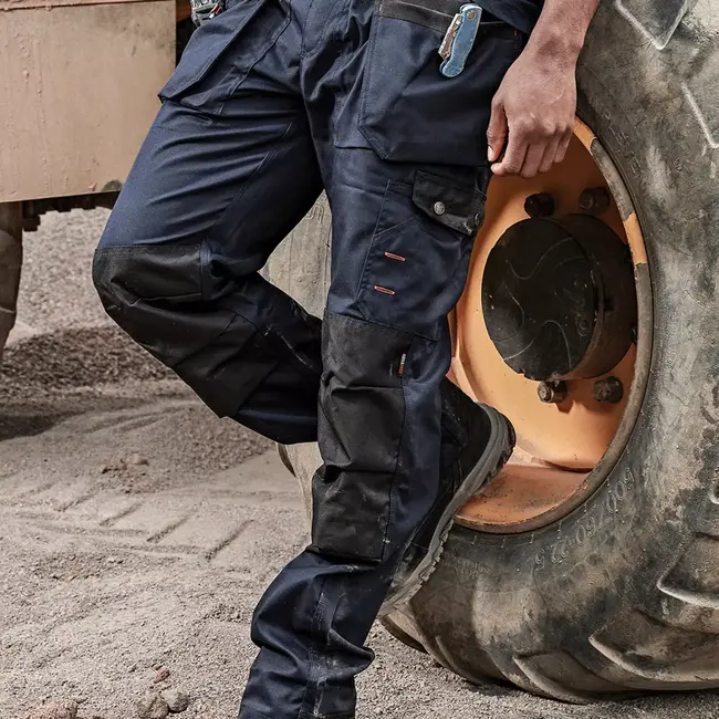 Scruffs Werkbroek met kniezakken - polyester-katoen - maat 52 L - blauw - holster- en cargozakken - voor bouw en klussen