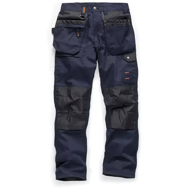 Scruffs Werkbroek - duurzaam polyester/katoen keper 250 g/m2 - holster- en cargozakken, kniezakken - maat 50 L - blauw - bouw