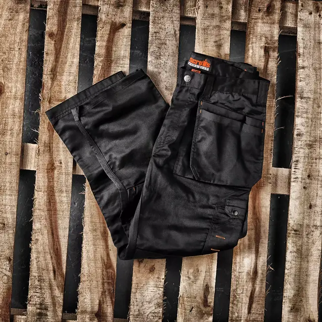 Scruffs Werkbroek - polyester-katoen keperstof 250 g/m2 - holster- en cargozakken, kniezakken - maat 44 R - zwart - bouw