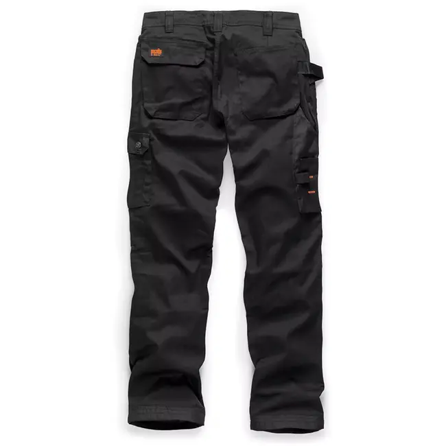 Scruffs werkbroek polykatoen keper 250 g/m2 met holster- en beenzakken, kniezakken - maat 52 K - zwart - bouw en werkplaats